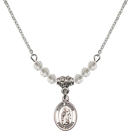 Sterling Silver Saint Drogo Birthstone Necklace with Crystal Beads - 9386
