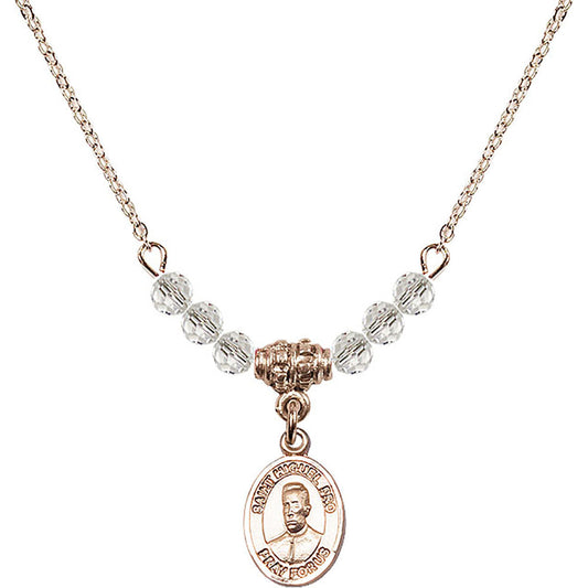 14kt Gold Filled Blessed Miguel Pro Birthstone Necklace with Crystal Beads - 9389