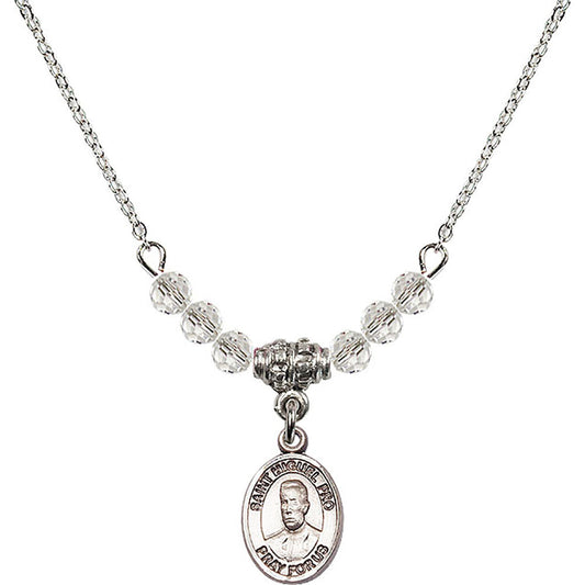 Sterling Silver Blessed Miguel Pro Birthstone Necklace with Crystal Beads - 9389