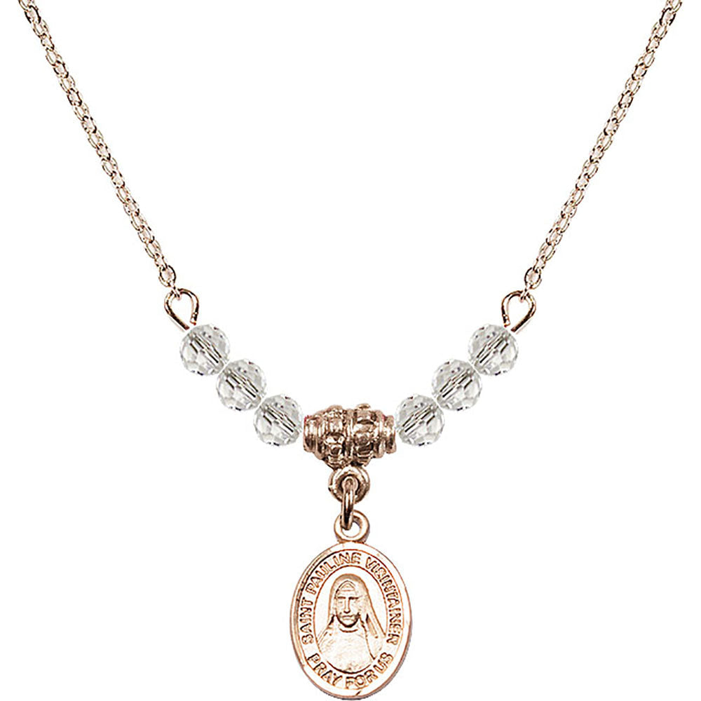 14kt Gold Filled Saint Pauline Visintainer Birthstone Necklace with Crystal Beads - 9391