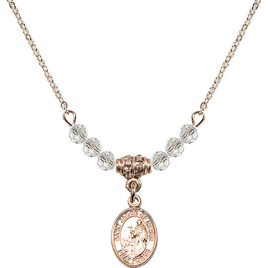 14kt Gold Filled Saint Jacob of Nisibis Birthstone Necklace with Crystal Beads - 9392