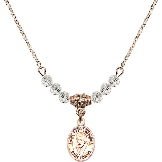14kt Gold Filled Saint Peter Canisius Birthstone Necklace with Crystal Beads - 9393
