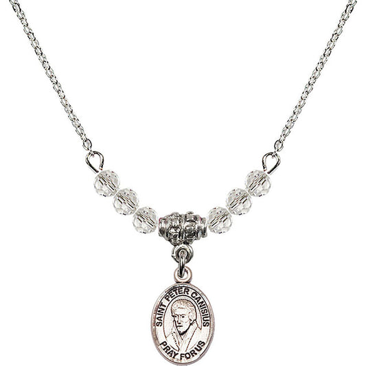 Sterling Silver Saint Peter Canisius Birthstone Necklace with Crystal Beads - 9393
