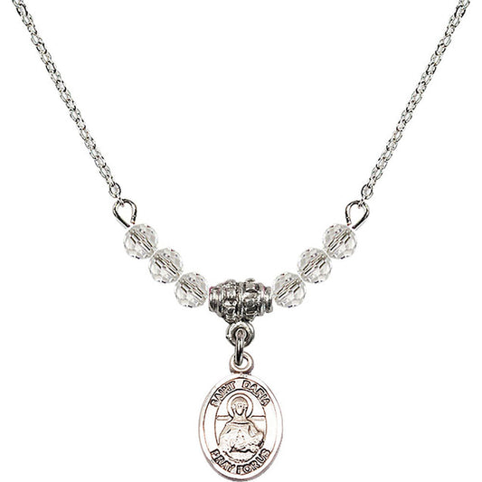 Sterling Silver Saint Daria Birthstone Necklace with Crystal Beads - 9396