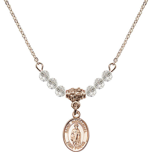 14kt Gold Filled Saint Nathanael Birthstone Necklace with Crystal Beads - 9398