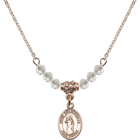 14kt Gold Filled Saint Columbkille Birthstone Necklace with Crystal Beads - 9399