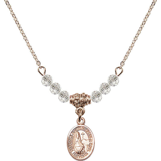 14kt Gold Filled Saint Jeanne Chezard de Matel Birthstone Necklace with Crystal Beads - 9401