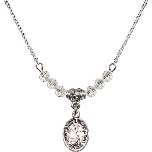 Sterling Silver Saint Jeanne Chezard de Matel Birthstone Necklace with Crystal Beads - 9401