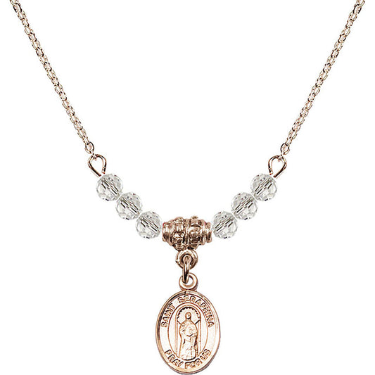 14kt Gold Filled Saint Seraphina Birthstone Necklace with Crystal Beads - 9405