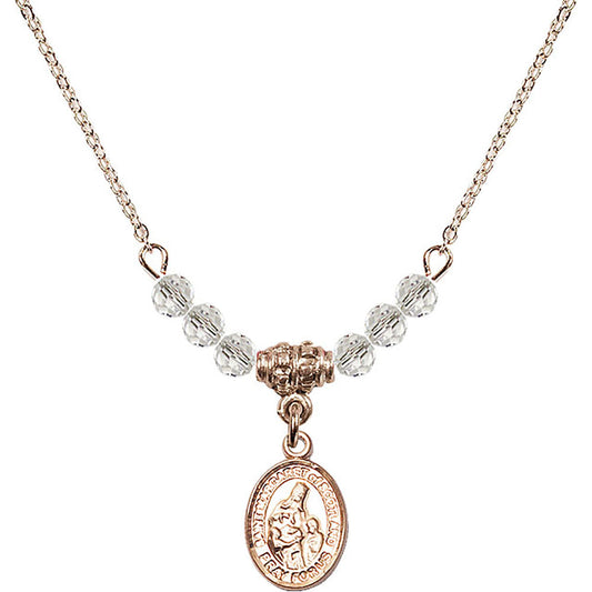 14kt Gold Filled Saint Margaret of Scotland Birthstone Necklace with Crystal Beads - 9407