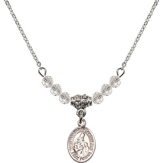 Sterling Silver Saint Margaret of Scotland Birthstone Necklace with Crystal Beads - 9407