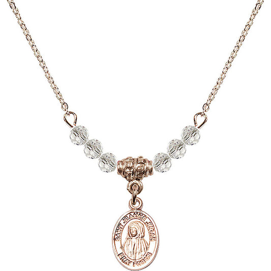 14kt Gold Filled Saint Jeanne Jugan Birthstone Necklace with Crystal Beads - 9409