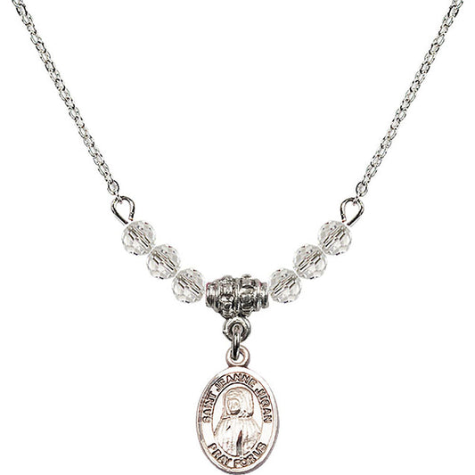 Sterling Silver Saint Jeanne Jugan Birthstone Necklace with Crystal Beads - 9409