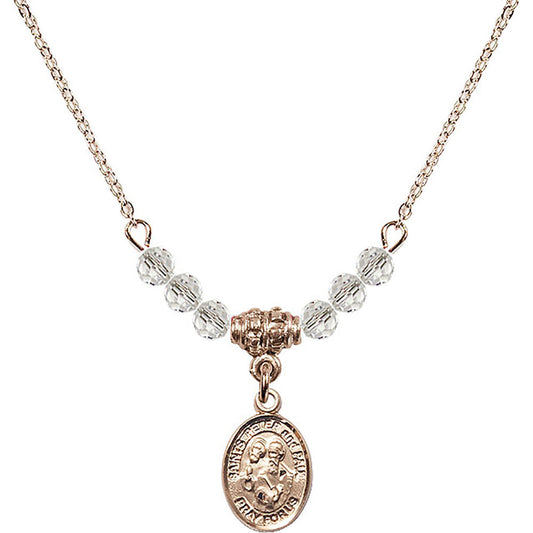 14kt Gold Filled Saints Peter & Paul Birthstone Necklace with Crystal Beads - 9410