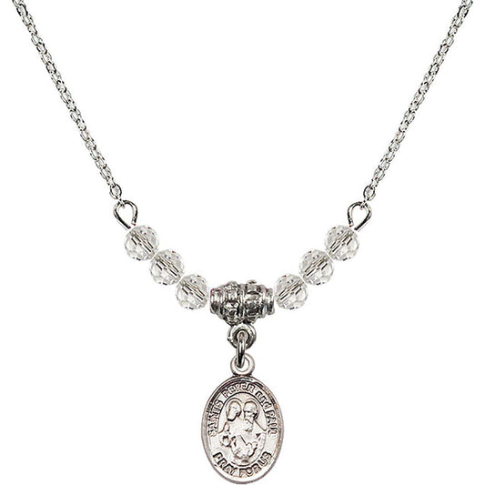 Sterling Silver Saints Peter & Paul Birthstone Necklace with Crystal Beads - 9410