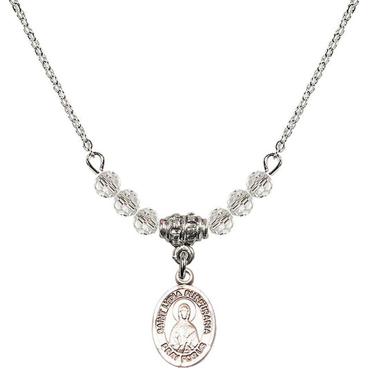 Sterling Silver Saint Lydia Purpuraria Birthstone Necklace with Crystal Beads - 9411