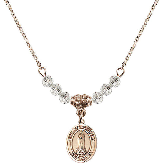 14kt Gold Filled Our Lady of Kibeho Birthstone Necklace with Crystal Beads - 9414