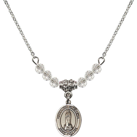 Sterling Silver Our Lady of Kibeho Birthstone Necklace with Crystal Beads - 9414