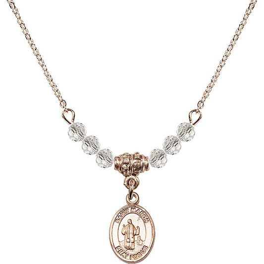 14kt Gold Filled Saint Maron Birthstone Necklace with Crystal Beads - 9417