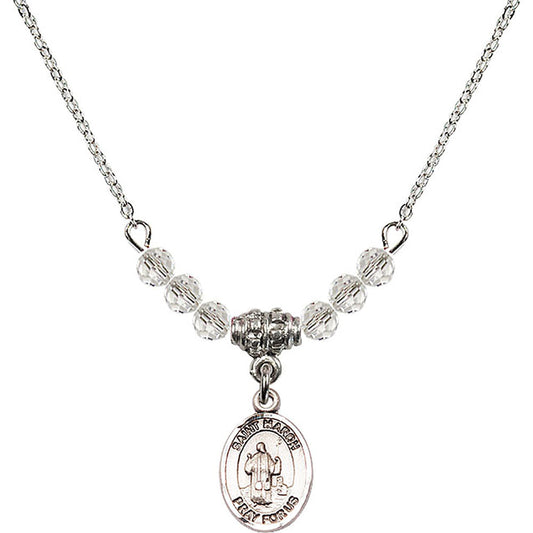 Sterling Silver Saint Maron Birthstone Necklace with Crystal Beads - 9417