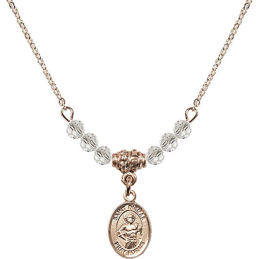 14kt Gold Filled Saint Dismas Birthstone Necklace with Crystal Beads - 9418