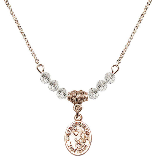 14kt Gold Filled Saint Margaret Mary Alacoque Birthstone Necklace with Crystal Beads - 9420