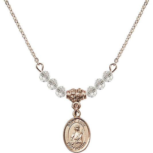 14kt Gold Filled Saint Lucy Birthstone Necklace with Crystal Beads - 9422