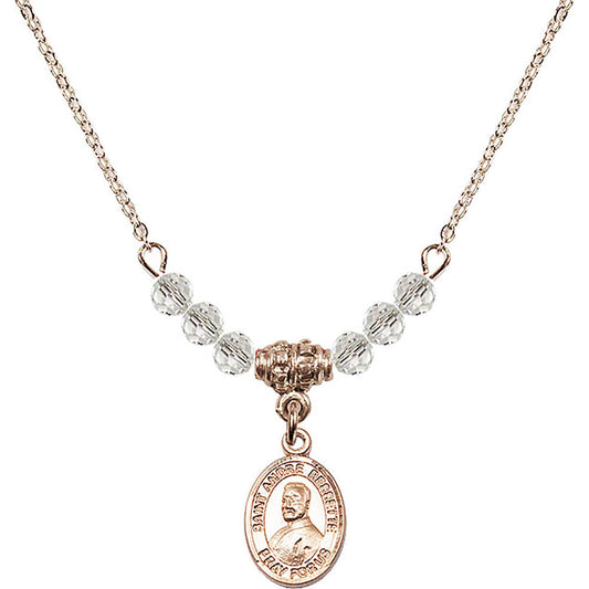 14kt Gold Filled Saint Andre Bessette Birthstone Necklace with Crystal Beads - 9424