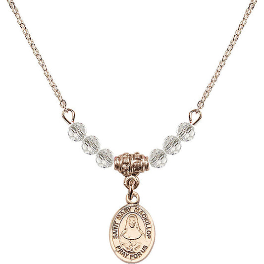 14kt Gold Filled Saint Mary Mackillop Birthstone Necklace with Crystal Beads - 9425