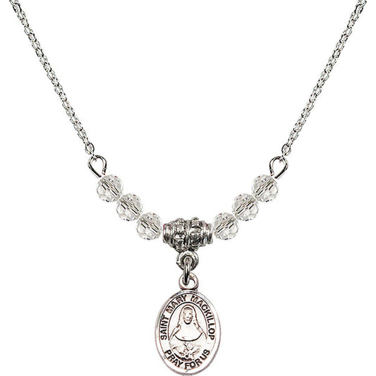 Sterling Silver Saint Mary Mackillop Birthstone Necklace with Crystal Beads - 9425