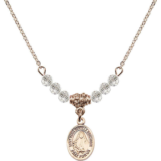 14kt Gold Filled Saint Maria Bertilla Boscardin Birthstone Necklace with Crystal Beads - 9428