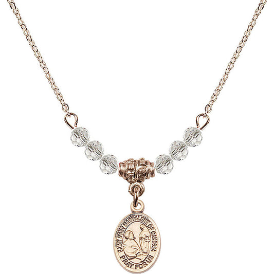 14kt Gold Filled Saint Mary Magdalene of Canossa Birthstone Necklace with Crystal Beads - 9429