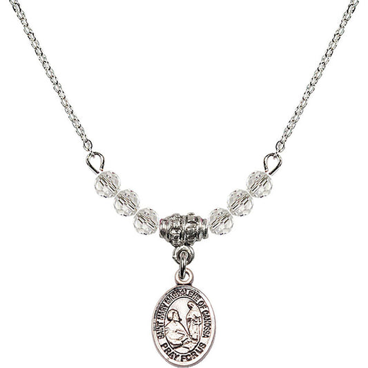 Sterling Silver Saint Mary Magdalene of Canossa Birthstone Necklace with Crystal Beads - 9429