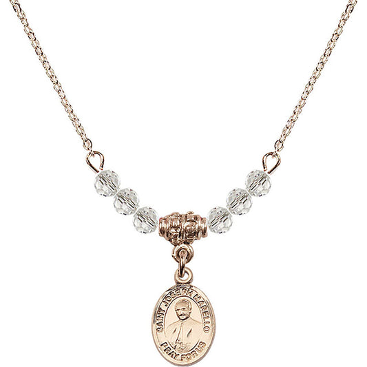 14kt Gold Filled Saint Joseph Marello Birthstone Necklace with Crystal Beads - 9430