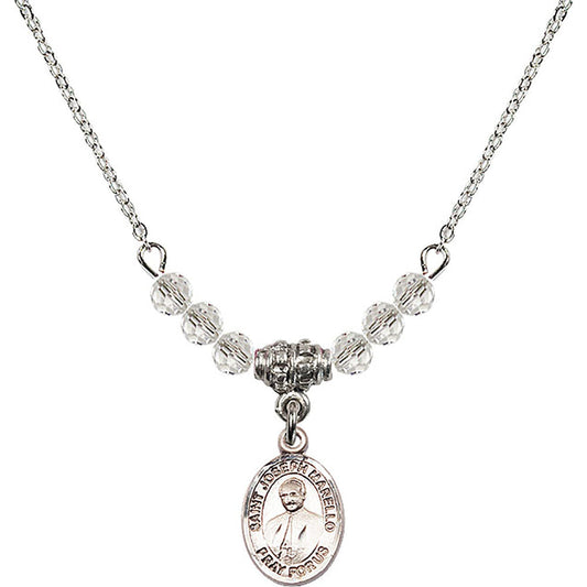 Sterling Silver Saint Joseph Marello Birthstone Necklace with Crystal Beads - 9430