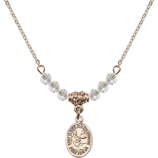 14kt Gold Filled Saint Claude de la Colombiere Birthstone Necklace with Crystal Beads - 9432