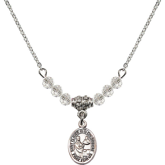 Sterling Silver Saint Claude de la Colombiere Birthstone Necklace with Crystal Beads - 9432