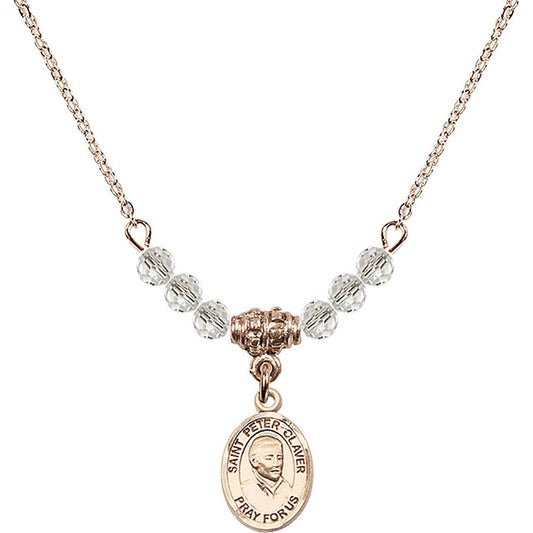 14kt Gold Filled Saint Peter Claver Birthstone Necklace with Crystal Beads - 9442