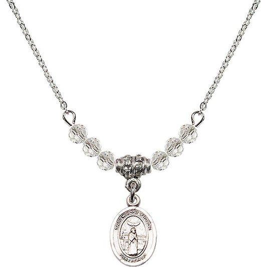 Sterling Silver Saint Medard of Noyon Birthstone Necklace with Crystal Beads - 9444