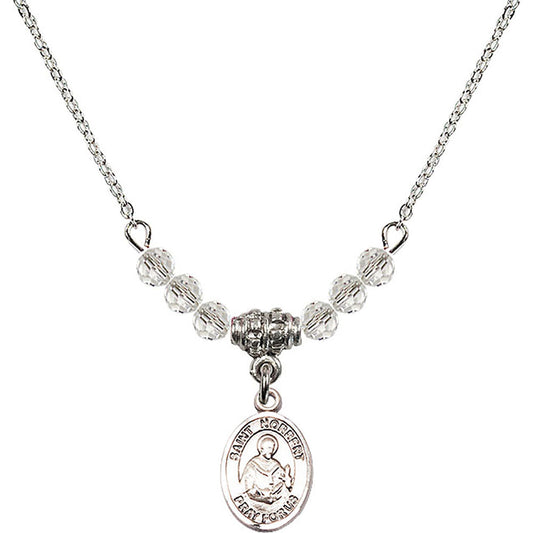 Sterling Silver Saint Norbert of Xanten Birthstone Necklace with Crystal Beads - 9447