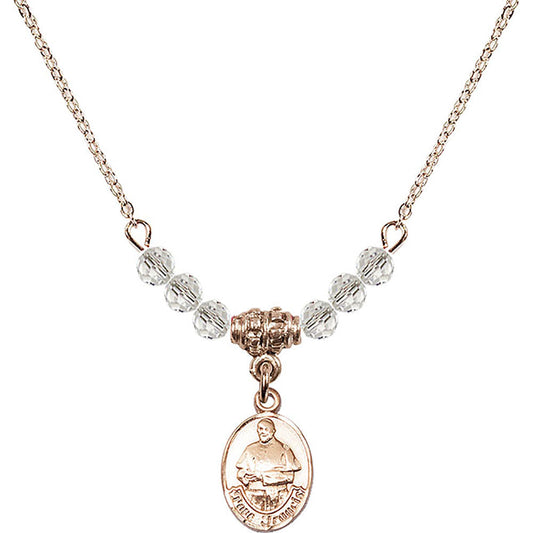 14kt Gold Filled Pope Francis Birthstone Necklace with Crystal Beads - 9451