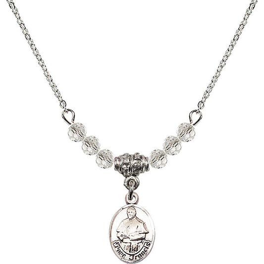 Sterling Silver Pope Francis Birthstone Necklace with Crystal Beads - 9451