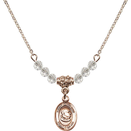 14kt Gold Filled Saint John XXIII Birthstone Necklace with Crystal Beads - 9455
