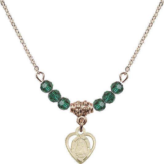 14kt Gold Filled Infant Birthstone Necklace with Emerald Beads - 5413