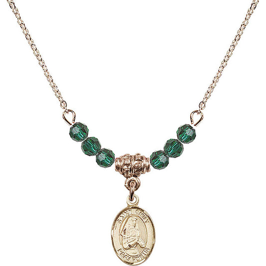 14kt Gold Filled Saint Emily de Vialar Birthstone Necklace with Emerald Beads - 9047