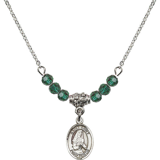 Sterling Silver Saint Emily de Vialar Birthstone Necklace with Emerald Beads - 9047