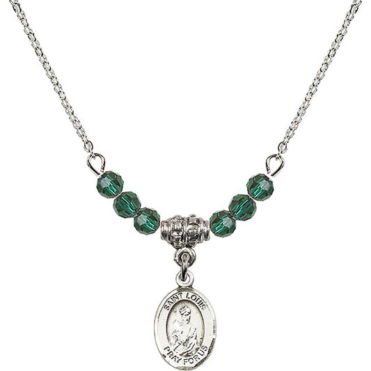 Sterling Silver Saint Louis Birthstone Necklace with Emerald Beads - 9081