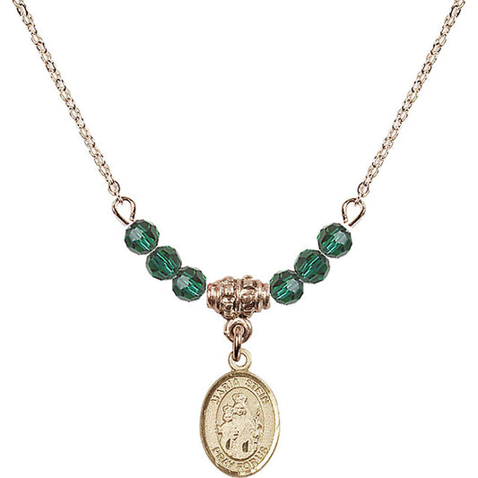 14kt Gold Filled Maria Stein Birthstone Necklace with Emerald Beads - 9133
