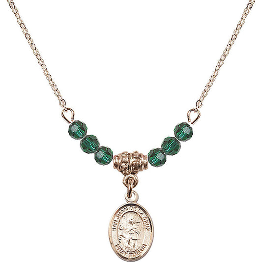 14kt Gold Filled San Juan de la Cruz Birthstone Necklace with Emerald Beads - 9232