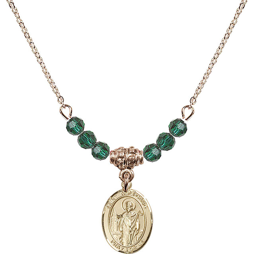 14kt Gold Filled Saint Wolfgang Birthstone Necklace with Emerald Beads - 9323